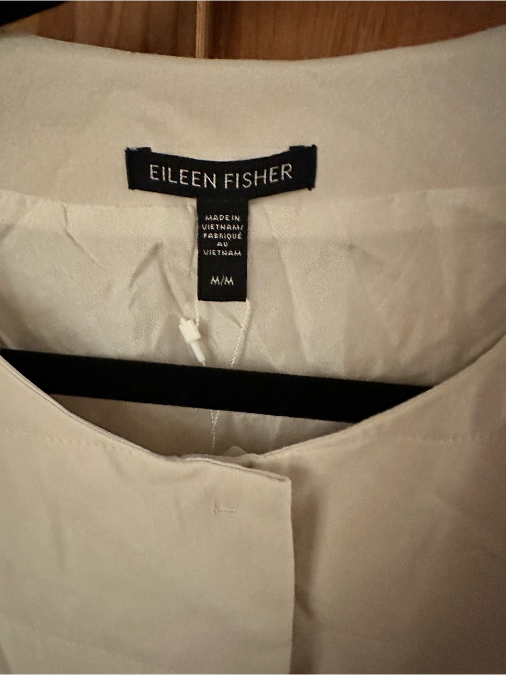 Eileen Fisher Neutral Quilted Collarless Puffer Jacket - Picture 5 of 6